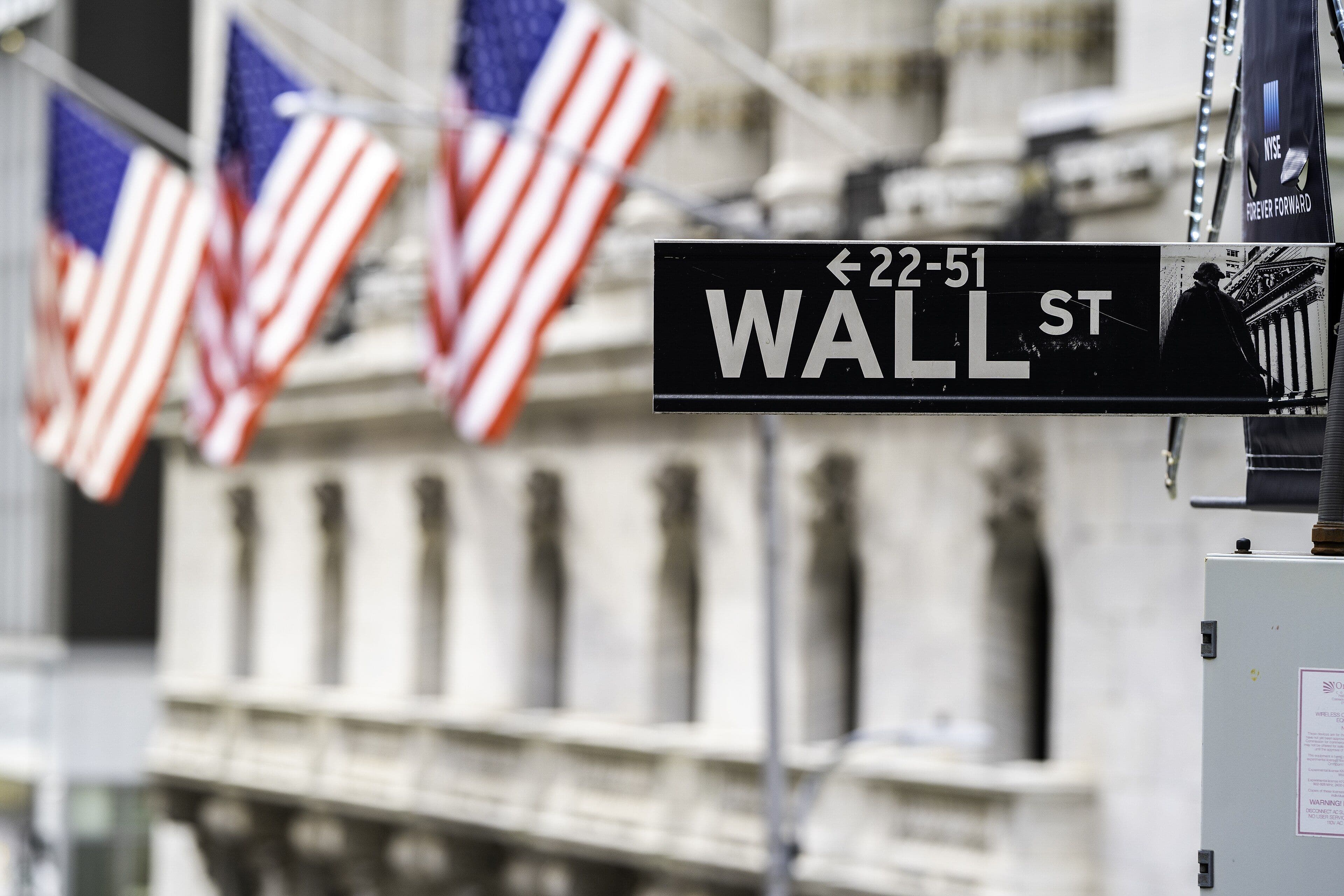 The Wall Street street sign in front of the New York Stock Exchange