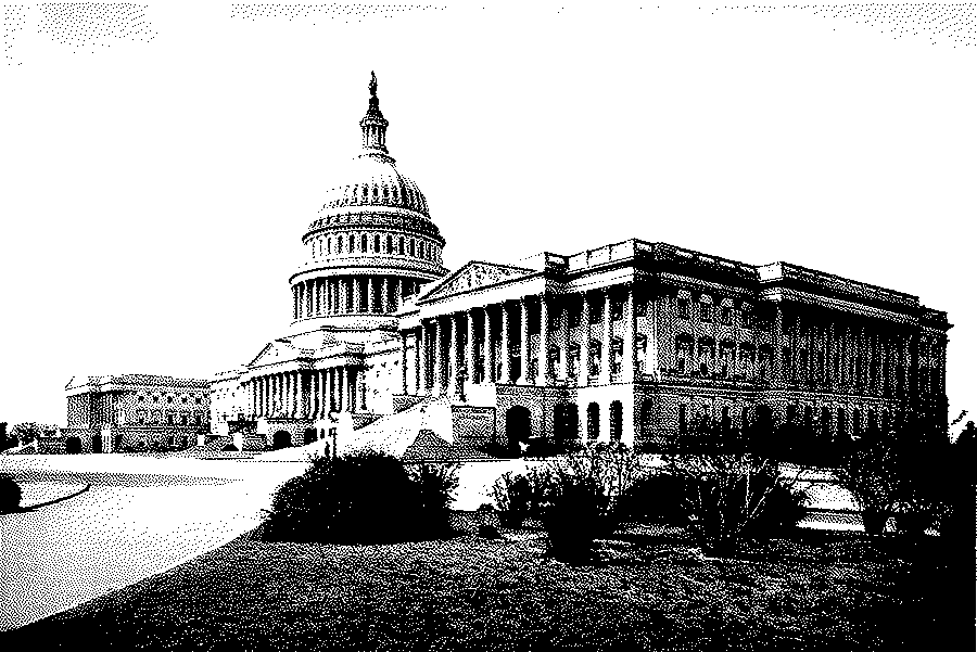 The United States Capitol and its dome seen across a lawn, in a photograph from about 1900
